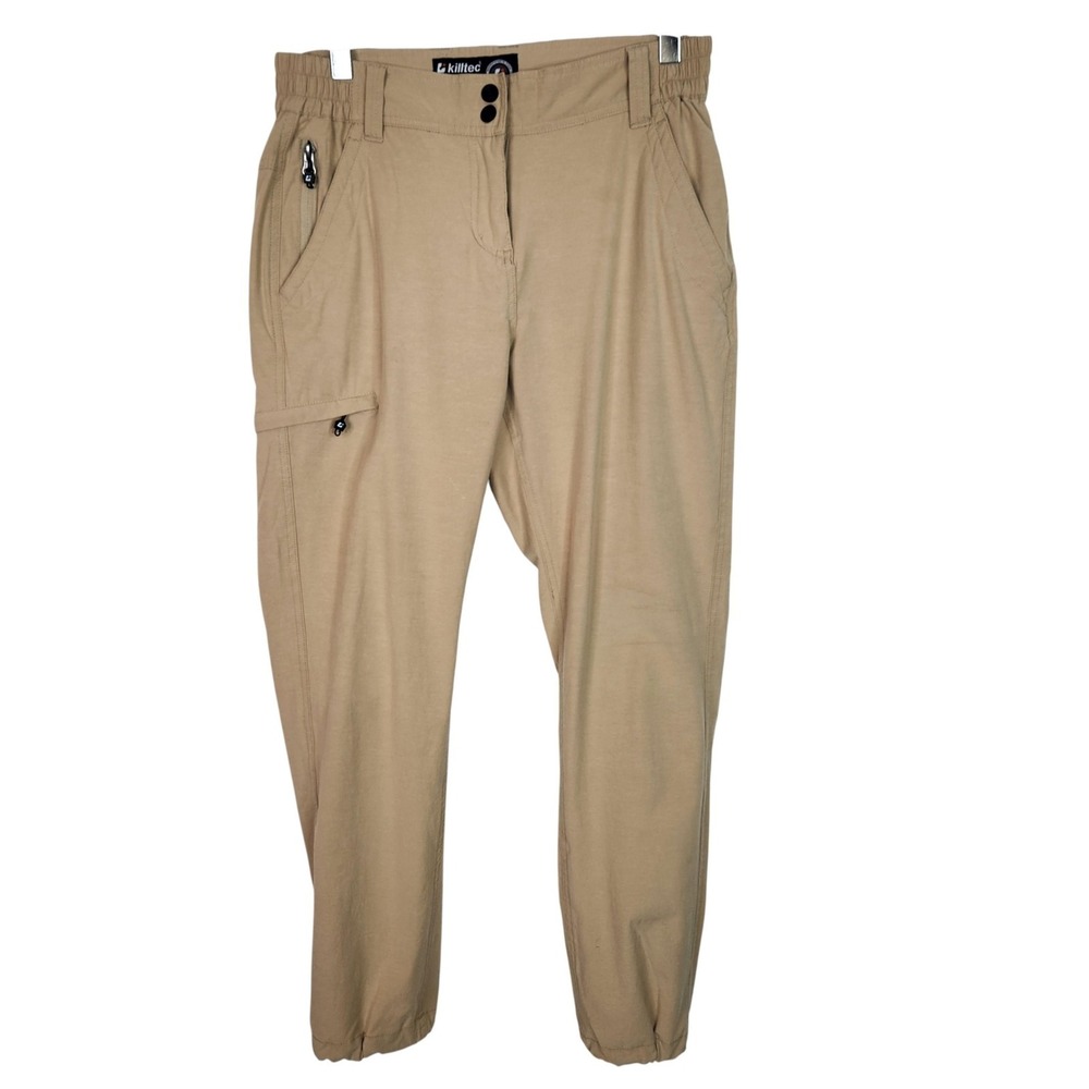 KILLTEC Pants Womens 8 Beige Jogger Elastic Waist Cuffed Zip Pockets‎ Stretch
